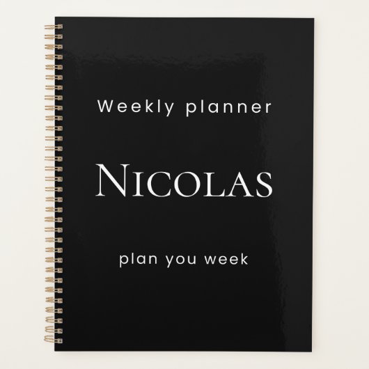 Personalized Minimal Black Weekly Planner プランナー手帳 (正面)
