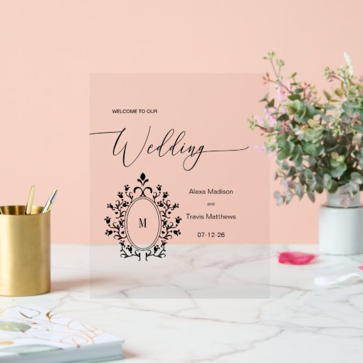 Personalized Minimal Monogram Wedding sign アクリルサイン (ウェディング)