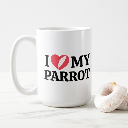 Personalized Minimal White Parrot Love Quote コーヒーマグカップ (ドーナツ)