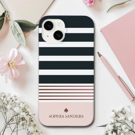 Personalized Minimalist Black Stripes Pattern Case-Mate iPhone 14ケース