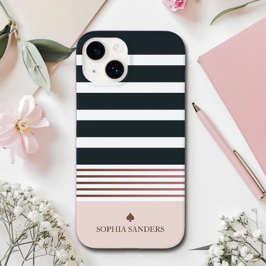 Personalized Minimalist Black Stripes Pattern Case-Mate iPhoneケース