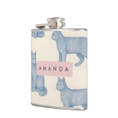Personalized Minimalist Blue Cat Pattern フラスク (左)