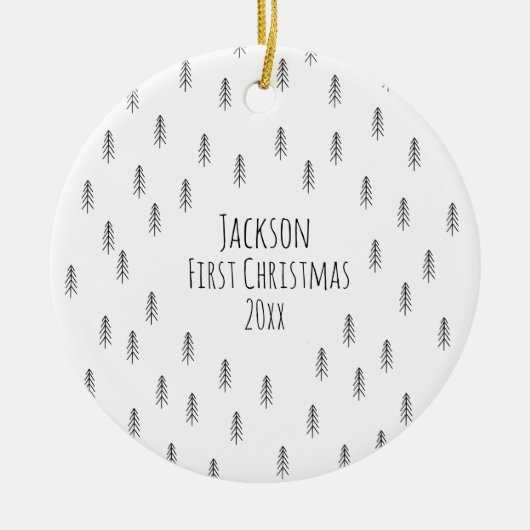 Personalized Minimalist Boho Baby Ornament セラミックオーナメント (正面)