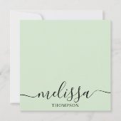 Personalized Minimalist Calligraphy Script Green ノートカード (正面)