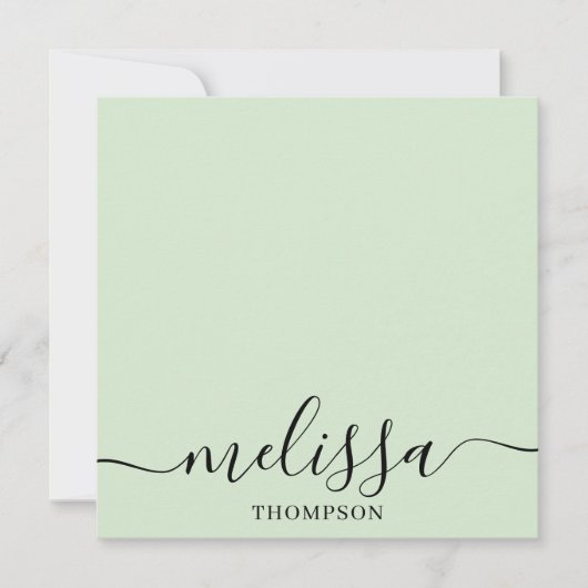 Personalized Minimalist Calligraphy Script Green ノートカード (正面)