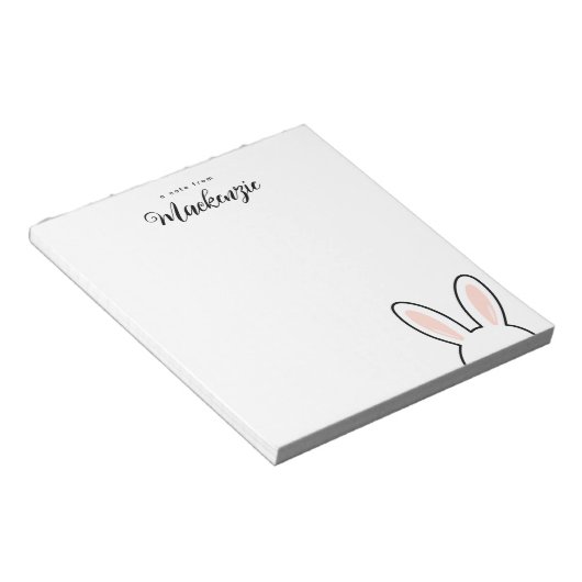 Personalized  Minimalist Cute Bunny Ears Easter ノートパッド (アングル)