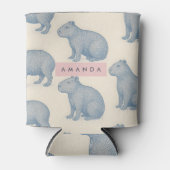 Personalized Minimalist Cute Capybara Pattern 缶クーラー (正面)