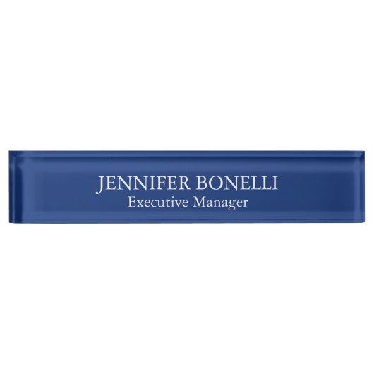 Personalized minimalist dark blue add your name デスクネームプレート (正面)