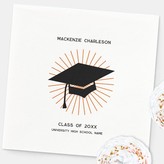 Personalized Minimalist Graduation Cap Party スタンダードカクテルナプキン