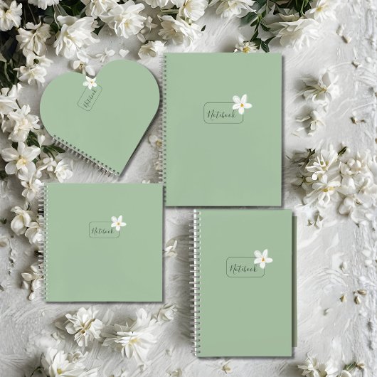 Personalized Minimalist Green Flower Notebook ノートブック