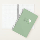 Personalized Minimalist Green Flower Notebook ノートブック (内側)