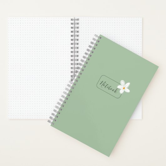 Personalized Minimalist Green Flower Notebook ノートブック (内側)