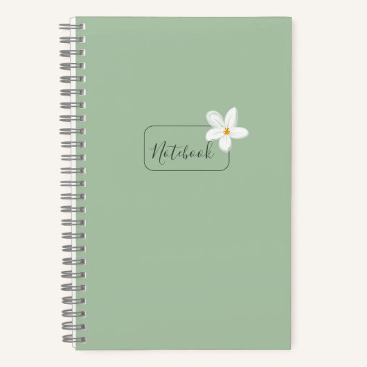 Personalized Minimalist Green Flower Notebook ノートブック (正面)