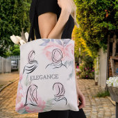 Personalized Minimalist Hijab Line Art Floral Tote トートバッグ