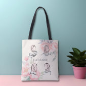 Personalized Minimalist Hijab Line Art Floral Tote トートバッグ