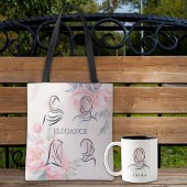 Personalized Minimalist Hijab Line Art Floral Tote トートバッグ