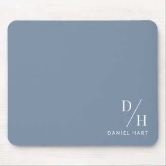 Personalized Minimalist Initial Name Dusty Blue マウスパッド