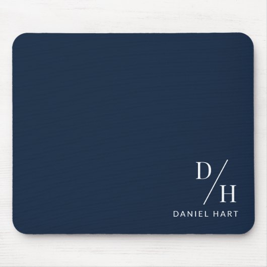 Personalized Minimalist Initial Name Navy Blue マウスパッド (正面)