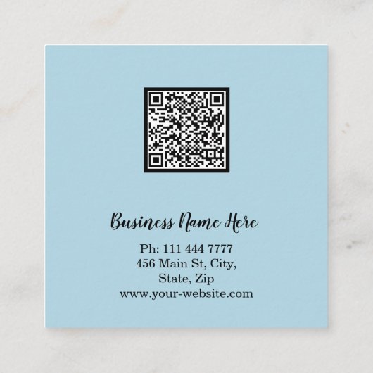 Personalized Minimalist Modern QR Code Logo Square スクエア名刺 (裏面)