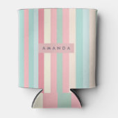 Personalized Minimalist Pastel Stripes  缶クーラー (正面)
