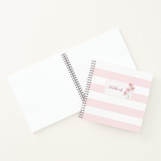 Personalized Minimalist Pink Floral Notebook ノートブック (内部)