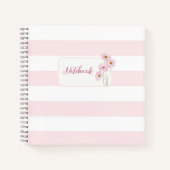 Personalized Minimalist Pink Floral Notebook ノートブック (正面)