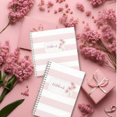 Personalized Minimalist Pink Floral Notebook ノートブック