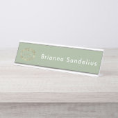 Personalized Minimalist Sage Green Business Logo デスクネームプレート (正面)