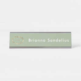 Personalized Minimalist Sage Green Business Logo デスクネームプレート