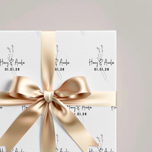 Personalized Minimalist Wedding Wrapping Paper ラッピングペーパー