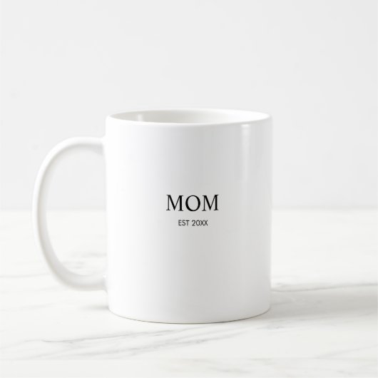 Personalized Minimalist Year Established Mom コーヒーマグカップ (左)