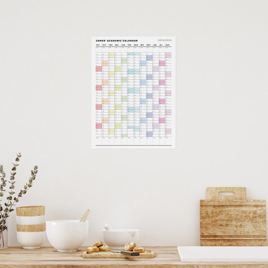 Personalized Minimalist Yearly Planner Poster ポスター (キッチン)