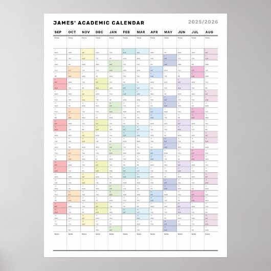 Personalized Minimalist Yearly Planner Poster ポスター (正面)