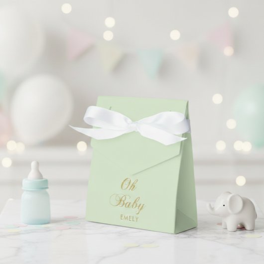 Personalized Mint Green Favor Box with Gold Script フェイバーボックス