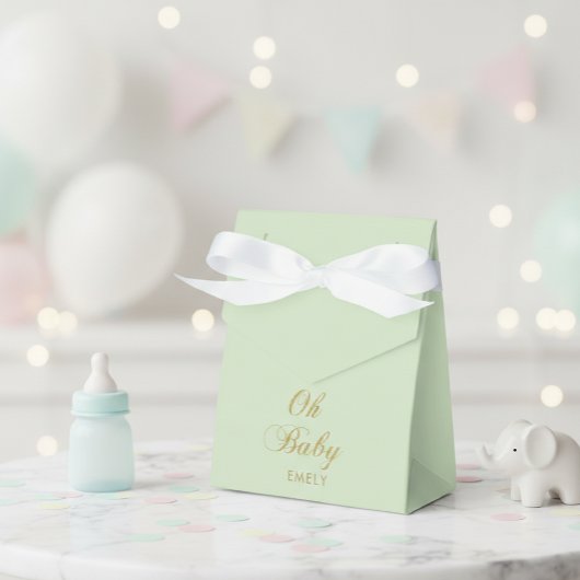 Personalized Mint Green Favor Box with Gold Script フェイバーボックス