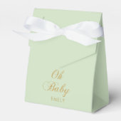 Personalized Mint Green Favor Box with Gold Script フェイバーボックス (正面サイド)