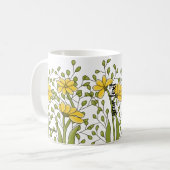 Personalized Miss Bren Floral コーヒーマグカップ (正面左)