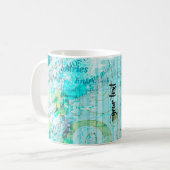 Personalized Mixed Media Coffee Mug in Blue/Green コーヒーマグカップ (正面左)