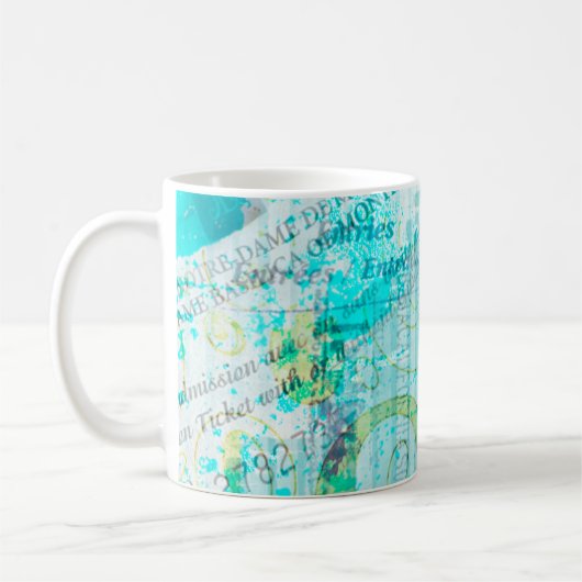 Personalized Mixed Media Coffee Mug in Blue/Green コーヒーマグカップ (左)