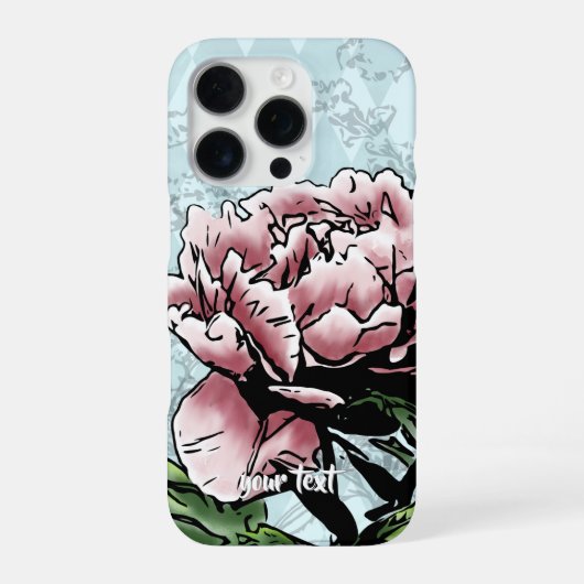 Personalized Mixed Media Peony - Phone Case iPhoneケース (裏面)