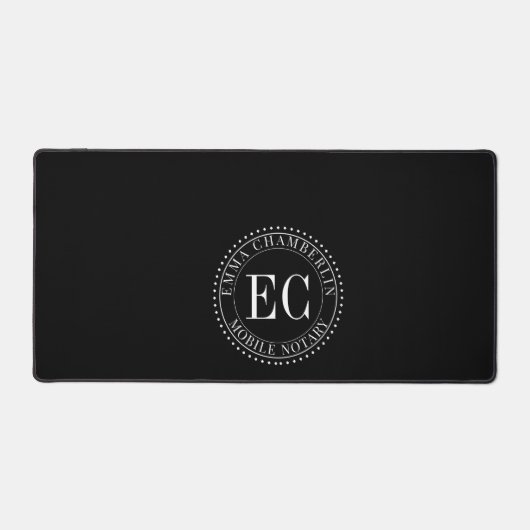 Personalized Mobile Notary Public Seal Logo Black デスクマット (正面)