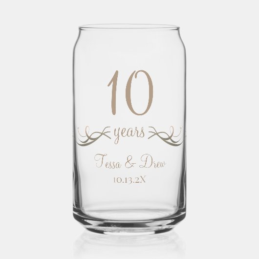 Personalized Modern 10th Anniversary Keepsake Gift ガラス缶 (正面)