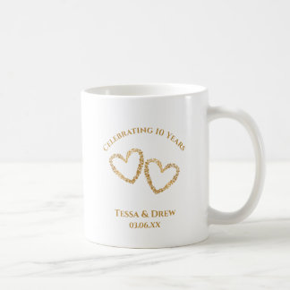 Personalized Modern 10th Wedding Anniversary Gift コーヒーマグカップ