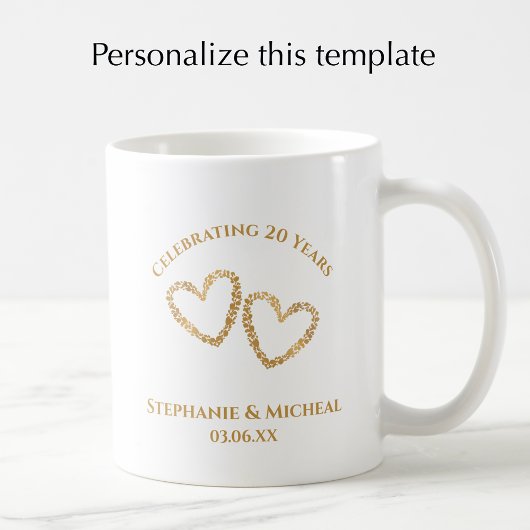 Personalized Modern 20th Wedding Anniversary Gift コーヒーマグカップ