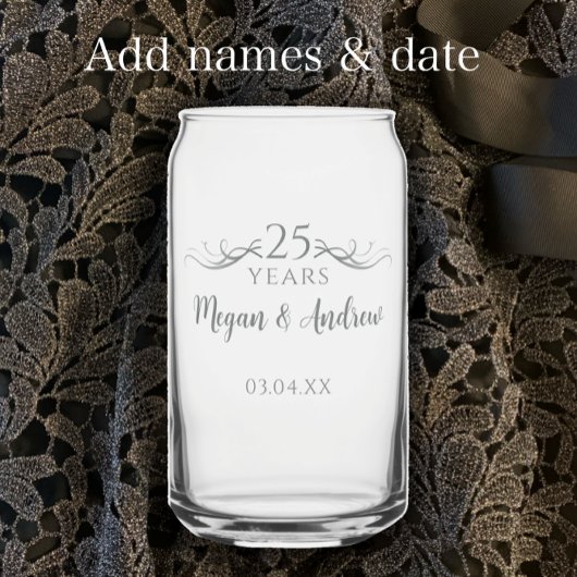 Personalized Modern 25th Wedding Anniversary Gift ガラス缶