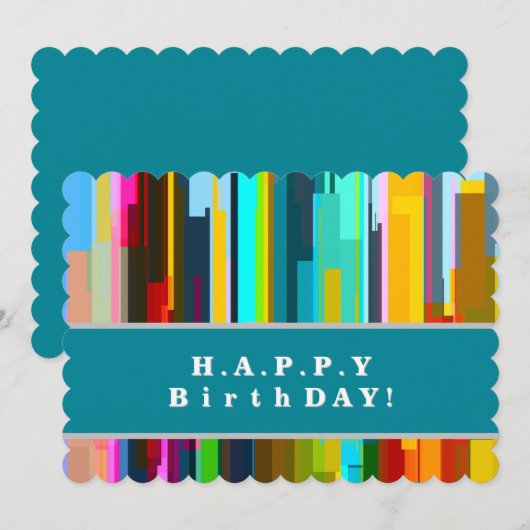 Personalized Modern Abstract Art Birthday Card 招待状 (正面/裏面)