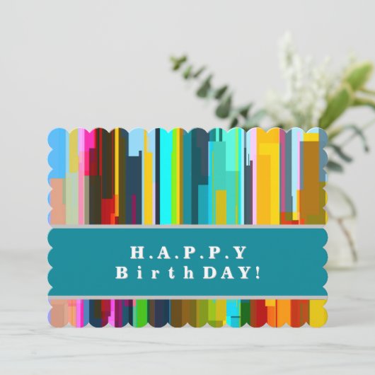 Personalized Modern Abstract Art Birthday Card 招待状 (スタンド正面)