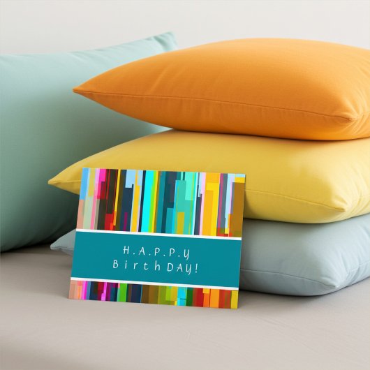 Personalized Modern Abstract Art Birthday Postcard ポストカード