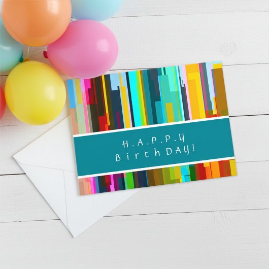 Personalized Modern Abstract Art Birthday Postcard ポストカード