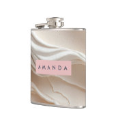 Personalized Modern Abstract Cream Swirl フラスク (左)